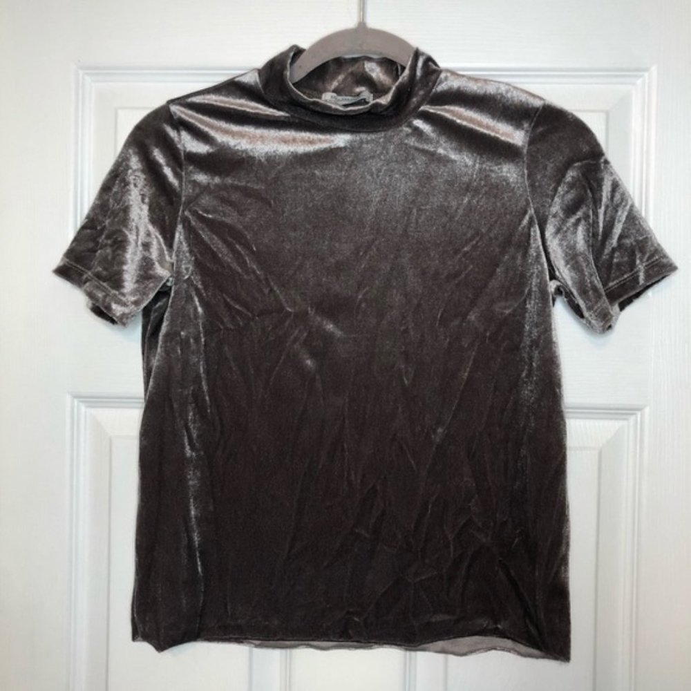 ZARA Mock Neck Light Purple Velvet Top